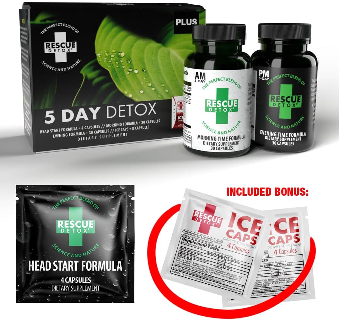 Rescue Detox 5 Day Detox +Plus Kit - 72ct Capsules | Permanently Removes All Toxins