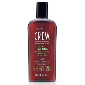 American Crew Shampoo, Conditioner & Body Wash For Men, 3-In-1, Tea Tree Scent, 3.3 Fl Oz