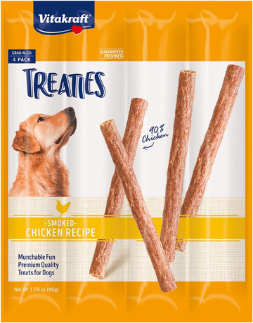 Vitakraft Treaties Dog Chew Sticks - Treats Made With 90% Chicken - Soft Dog Jerky Treats - Dog Chews No Rawhide