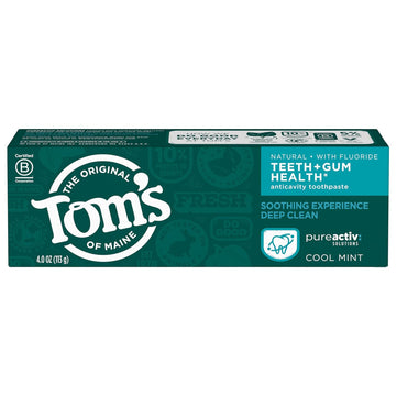 Tom's of Maine PureActiv Teeth + Gum Health* Anticavity Toothpaste Gel, Cool Mint, 4.0 oz