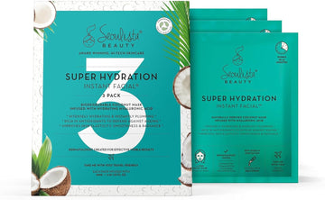 Seoulista Beauty Super Hydration Instant Facial Multipack – Award Winning - Beauty Face Masks With Hyaluronic Acid, Coconut – Natural Fibre Biocellulose Sheet Masks— Korean Beauty — 3-Pack