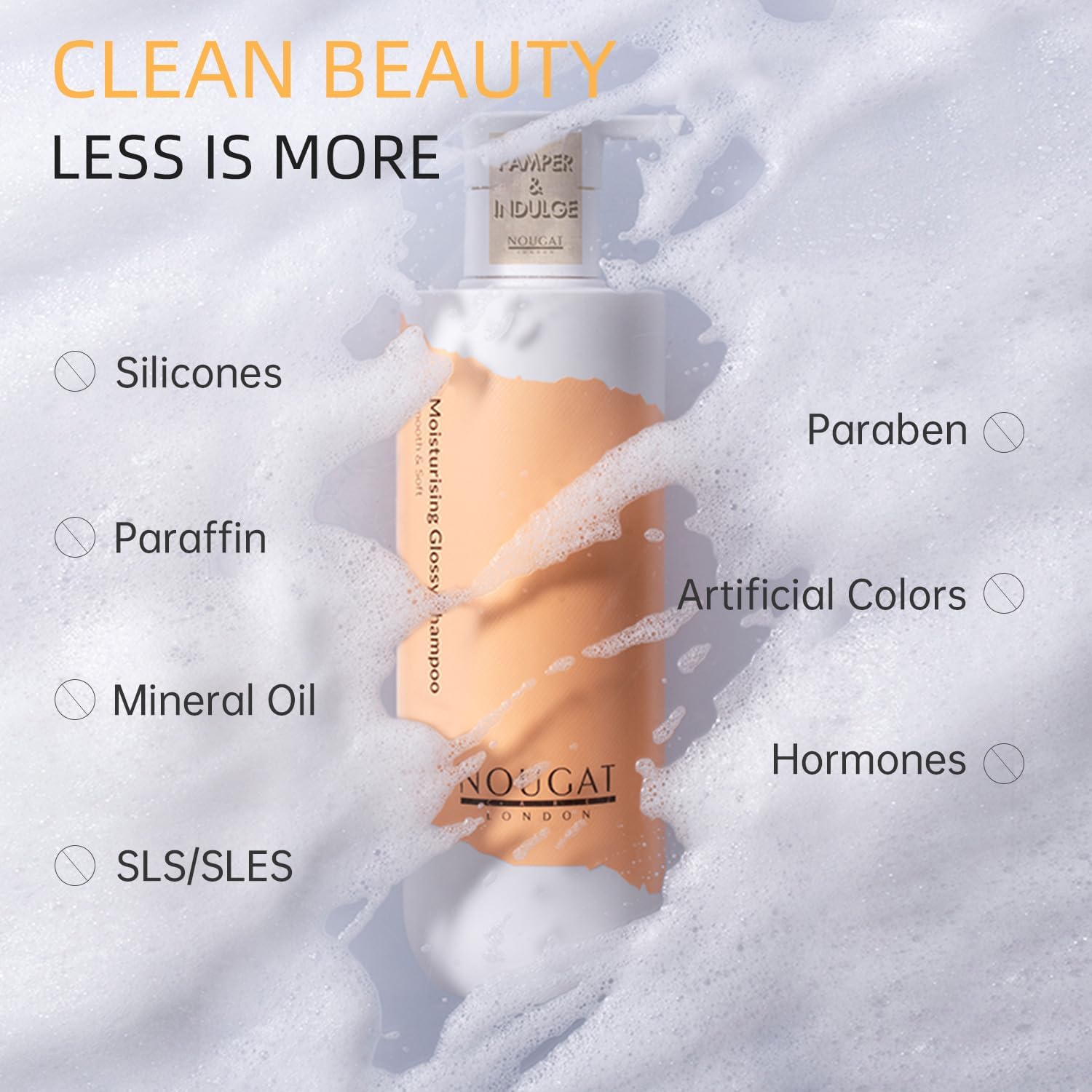 Nougat London Moisturising Glossy Shampoo, Deep Repair & Nourish With Amino Acid And Vitamins, For Dry And Damaged Hair, Sls & Paraben Free,Contains Inulin Prebiotic, Vitamin E, Olive Oil