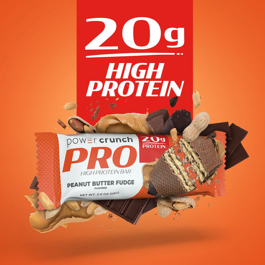 Power Crunch Pro Protein Wafer Bars, High Protein Snacks With Delicious Taste, Peanut Butter Fudge, 2.0 Ounce (4 Count)