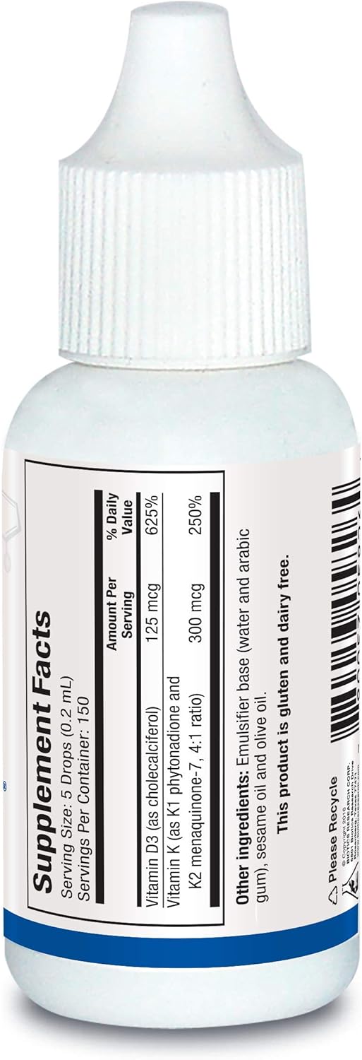 Biotics Research Bio-DK-Mulsion? - 125 mcg (5000 IU) Emulsified Vitamin D3 and 300 mcg Vitamin K per Serving, MK-7, Stronger Bones, Heart Health, Musculoskeletal Strength, Healthy BMI 1 fl oz