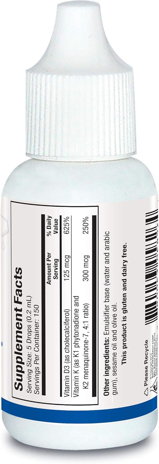 Biotics Research Bio-Dk-Mulsion™ - 125 Mcg (5000 Iu) Emulsified Vitamin D3 And 3 Mcg Vitamin K Per Serving, Mk-7, Stronger Bones, Heart Health, Musculoskeletal Strength, Healthy Bmi 1 Fl Oz