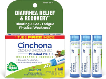 Boiron Cinchona 30C Homeopathic Medicine For Relief From Diarrhea, Bloating, Gas, Fatigue, And Physical Weakness - 3 Count (240 Pellets)