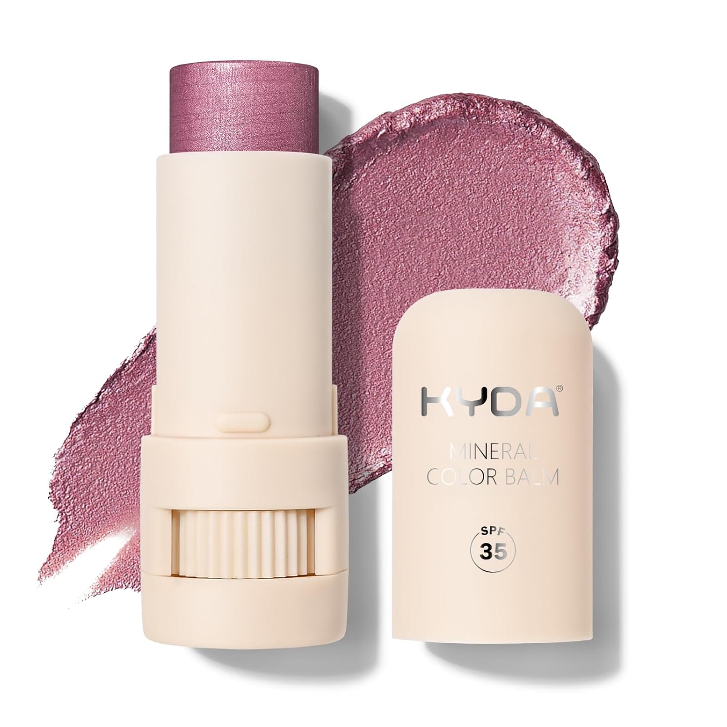 Kyda Mineral Color Balm, Spf 35, Creamy Blendable Color For Lips And Cheeks, Buildable Shimmer Finish, Lightweight Cream Formula, Multiuse Makeup Stick, Berry