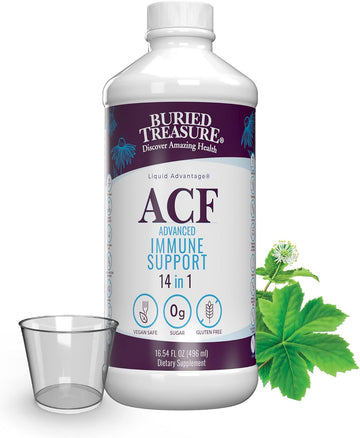 Buried Treasure ACF Advanced Immune Support - 16 oz, 16 Servings with Elderberry, Echinacea and Herbal Blend for Immunity Support with Dose Cup
