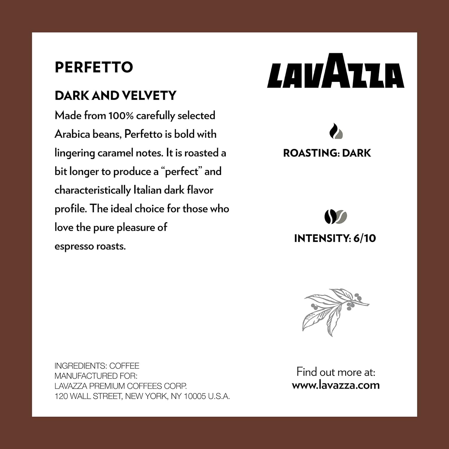 Lavazza Perfetto Single-Serve Coffee K-Cup® Pods for Keurig® Brewer, 16 Count, Full-bodied dark roast with bold, dark flavor and notes of caramel, 100% Arabica : Everything Else