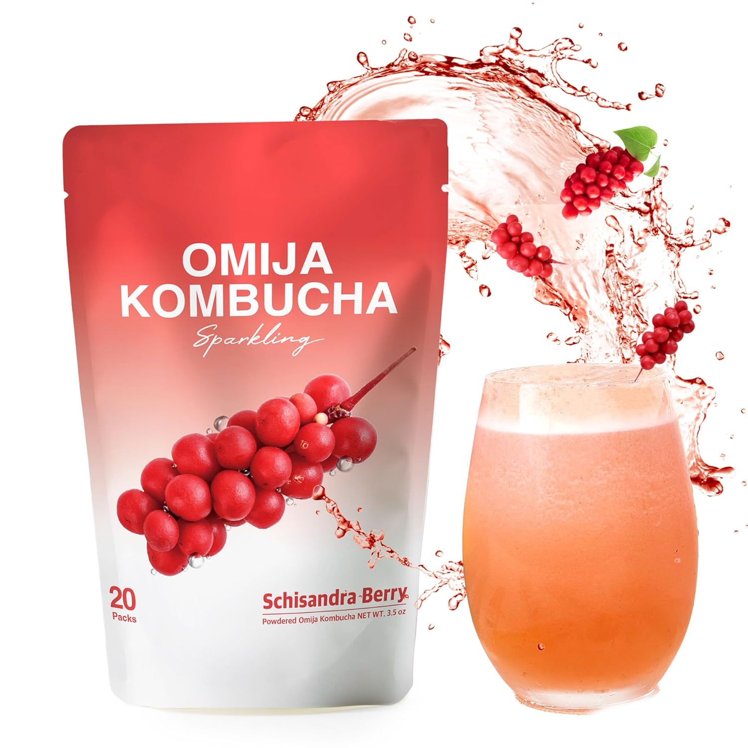 Kombucha Powder | Schisandra Berry Omija 20T | Kombucha Drink Probiotic Soda Urban Kombucha Synergy Scoby Kombucha Starter Kit Adaptogen Drink Health Ade Kombucha Tea Bubbly