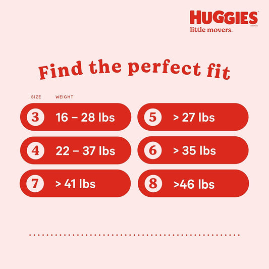 Huggies Size 8 Diapers, Little Movers Baby Diapers, Size 8 (46+ Lbs), 34 Count