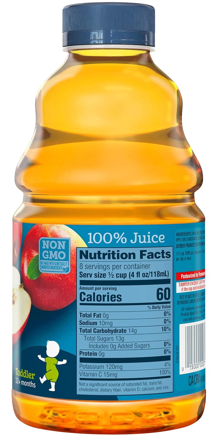 Gerber Juice, Apple Juice From Concentrate, 32 Fl Oz Bottle (Pack Of 6)