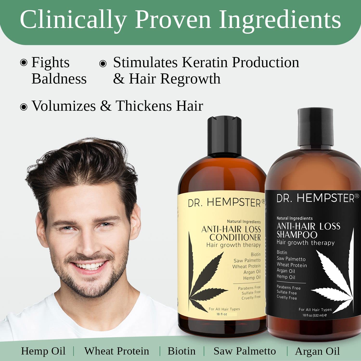 Hair Growth Shampoo and Conditioner Set for Thinning Hair and Hair Loss for Men and Women 17 oz - Hemp Oil, Biotin, Natural and Organic Ingredients - Hair Thickening and Volumizing : Beauty & Personal Care