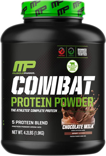 MusclePharm Combat Protein Powder, Chocolate Milk - 4 lb - Gluten Free