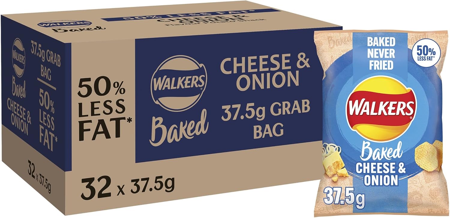 Walkers Baked Cheese & Onion Snacks Crisps 32 X 37.5G