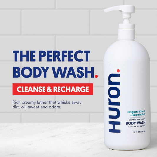 Huron Men'S Moisturizing Body Wash - Crisp Citrus, Eucalyptus, Mint, Aromatic Greens - 32 Fl Oz