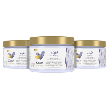 Dove Body Love Body Polish Night Recovery 3 Count For Dry, Worn-Down Skin, Body Scrub With Retinol And Botanical Oils For Silky, Smooth Skin 12 Oz