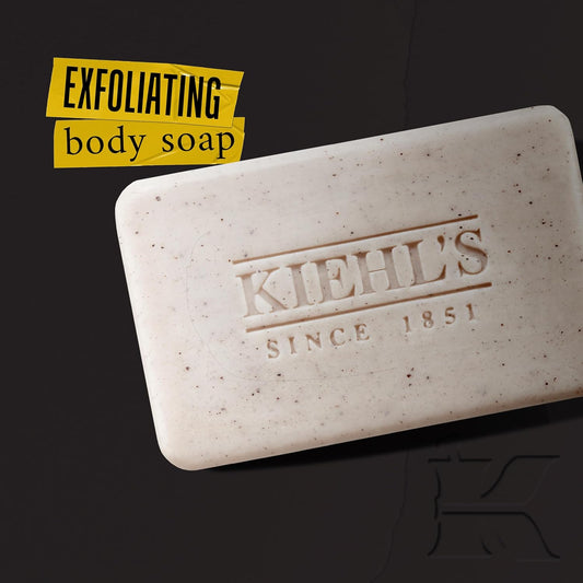 Kiehl'S Grooming Solutions Exfoliating Body Bar Soap, Men'S Body Wash Cleanses Dirt & Oil, With Pumice, Jojoba Seed Powder & Pracaxi Oil, For Soft & Smooth Skin, Woodsy Aromatic Blend - 7 Oz