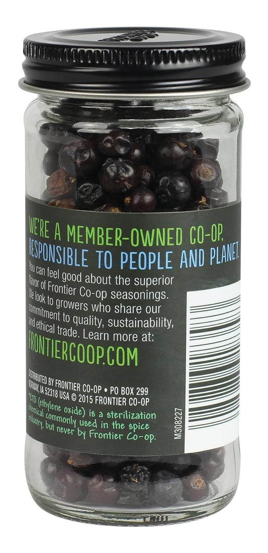 Frontier Co-Op Whole Juniper Berries, 1.28 Ounce Bottle, Rich And Piney For Soups, Marinades, Pickling And Sauerkraut