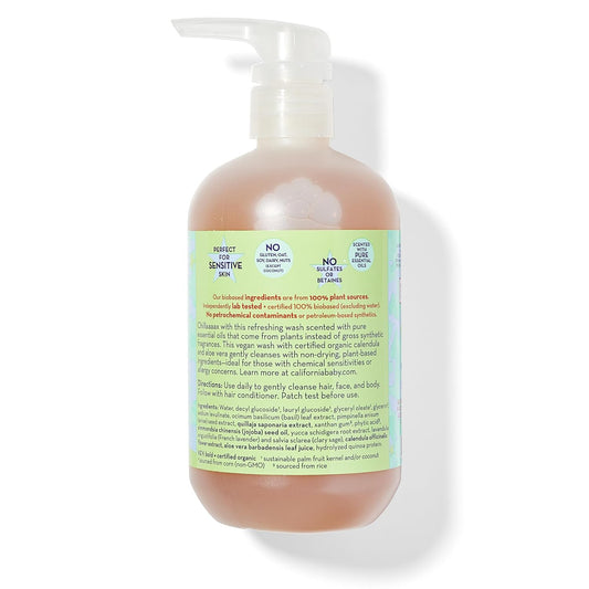 California Kids Chillax Shampoo And Bodywash | 100% Plant-Based | Gentle Skincare | Lavender Shampoo For Kids + Teens | Hypoallergenic Bodywash | 562 Ml / 19 Oz