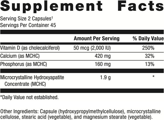 Metagenics Bone Builder Forte - Mchc Supplement - High-Absorption - 2000 Iu Vitamin D - With Calcium & Phosphorus - Non-Gmo & Gluten-Free - 90 Capsules