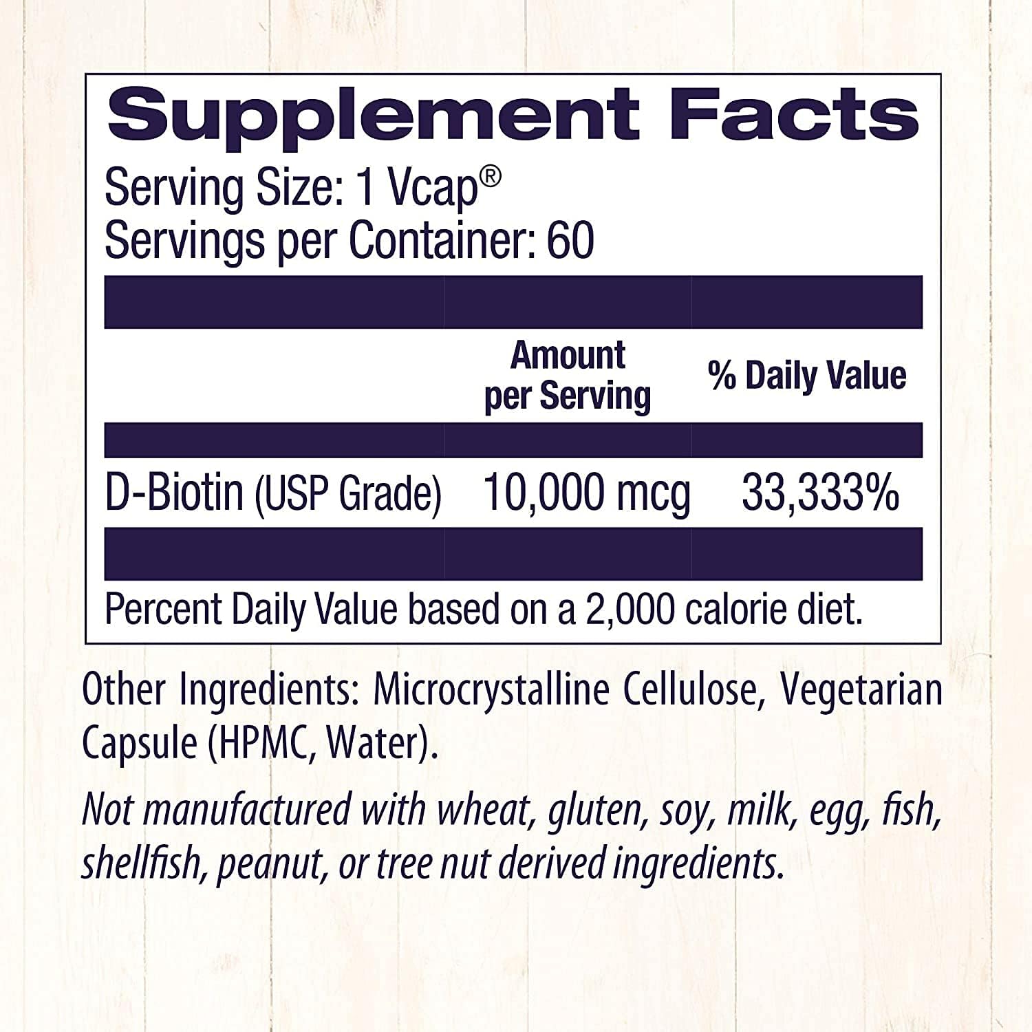 Healthy Origins Ultra-Potency Biotin (B7), 10,000 mcg - Supports Skin, Hair & Nails - High-Grade Vitamin B7 - Non-GMO, Gluten-Free Biotin for Vegans - 60 Veggie Capsules