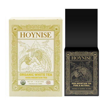 Hoynise - Organic White Tea Loose Leaf, Low Caffeine, Moonlight White Tea, Premium Tea Leaves, Authentic Chinese White Tea, High Mountain Grown, 25 Cups/1.76Oz
