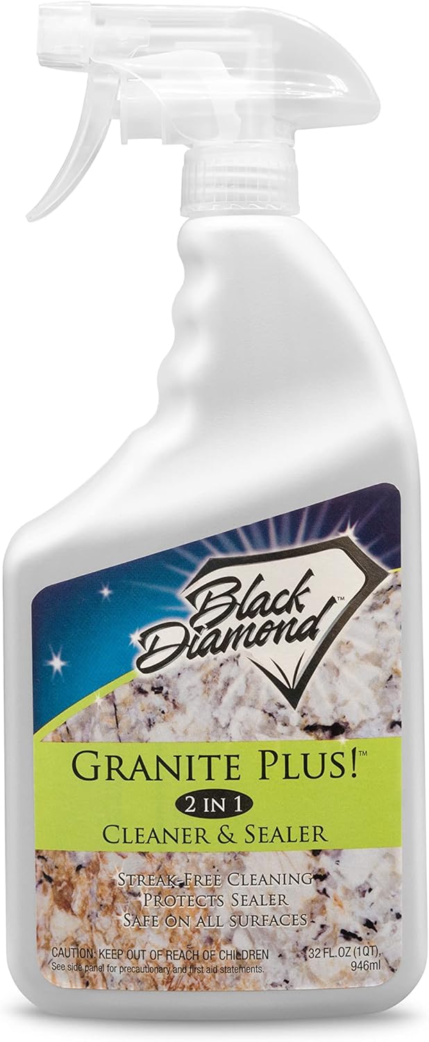 Black Diamond Stoneworks GRANITE PLUS! 2 in 1 Cleaner & Sealer for Granite, Marble, Travertine, Limestone, Ready to Use! 32 Fl Oz (pack of 1)