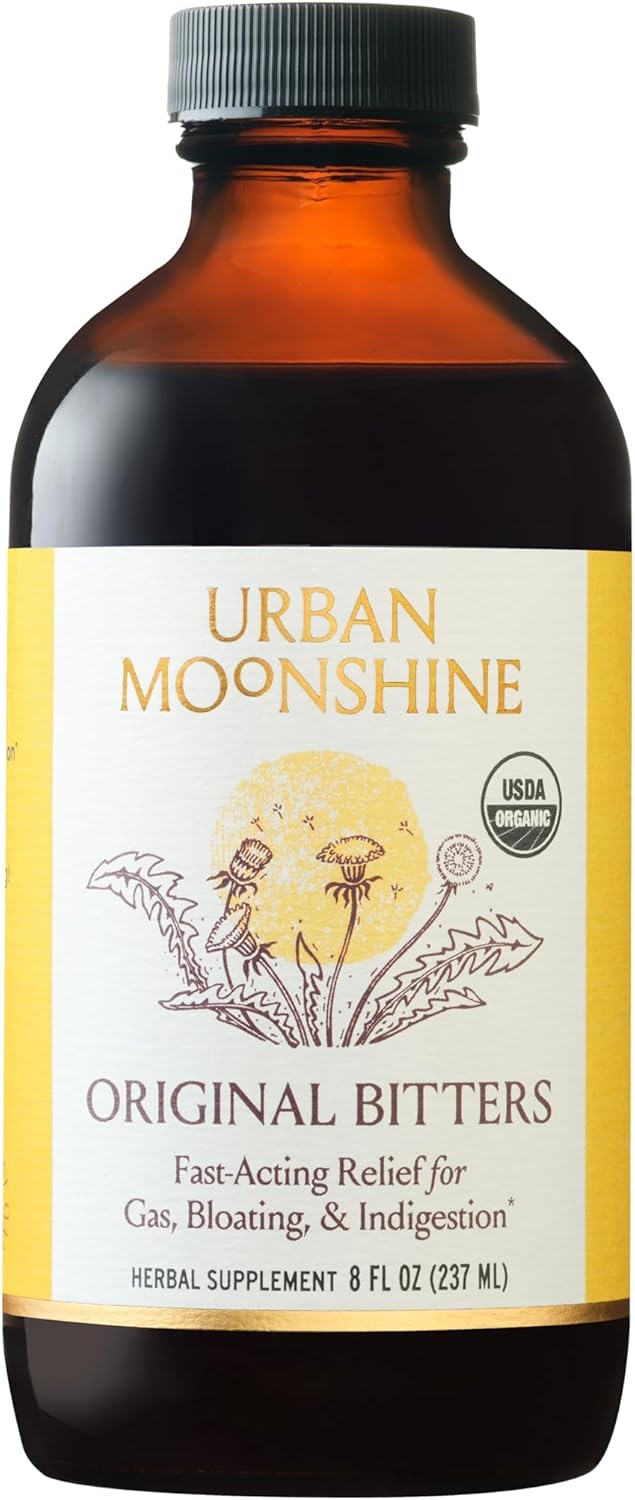 Urban Moonshine Original Bitters - Certified Organic - Bloating Relief - Supports Liver Function & Appetite Regulation* - Gentle Detox* - Digestive Bitters - Gluten Free Herbal Supplement - 8 Fl Oz