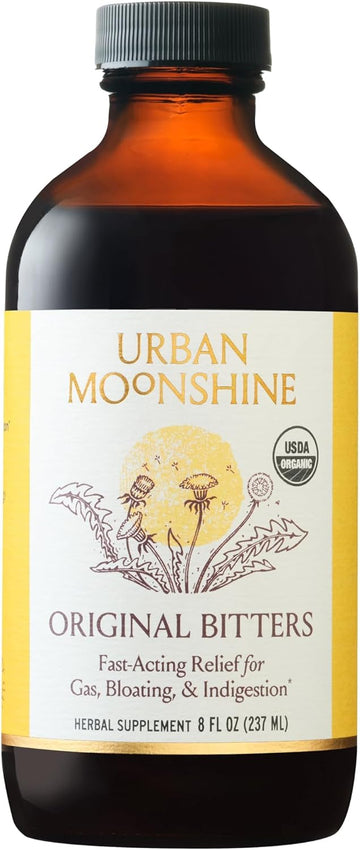 Urban Moonshine Original Bitters - Certified Organic - Bloating Relief - Supports Liver Function & Appetite Regulation* - Gentle Detox* - Digestive Bitters - Gluten Free Herbal Supplement - 8 Fl Oz