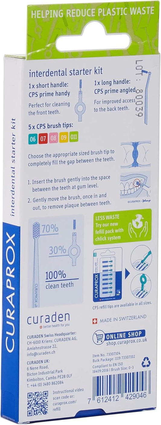 Curaprox Cps Interdental Brush Starter Kit, Mixed - 06, 07, 08, 09, 011 Interdental Brushes + 2 Interdental Toothbrush Holders