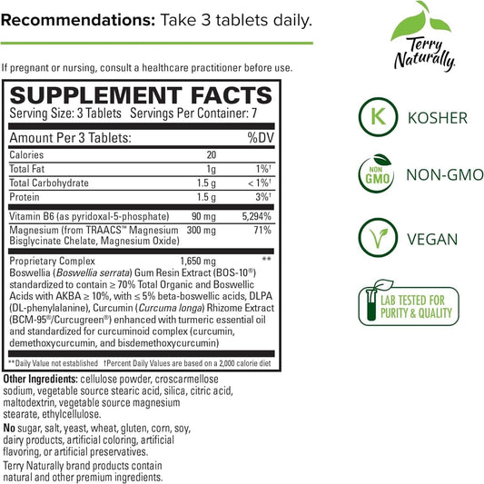 Terry Naturally Curamin Headache - 21 Tablets (Travel Size) - with Curcumin & Boswellia - Non-GMO, Vegan, Gluten Free, Kosher - 7 Servings