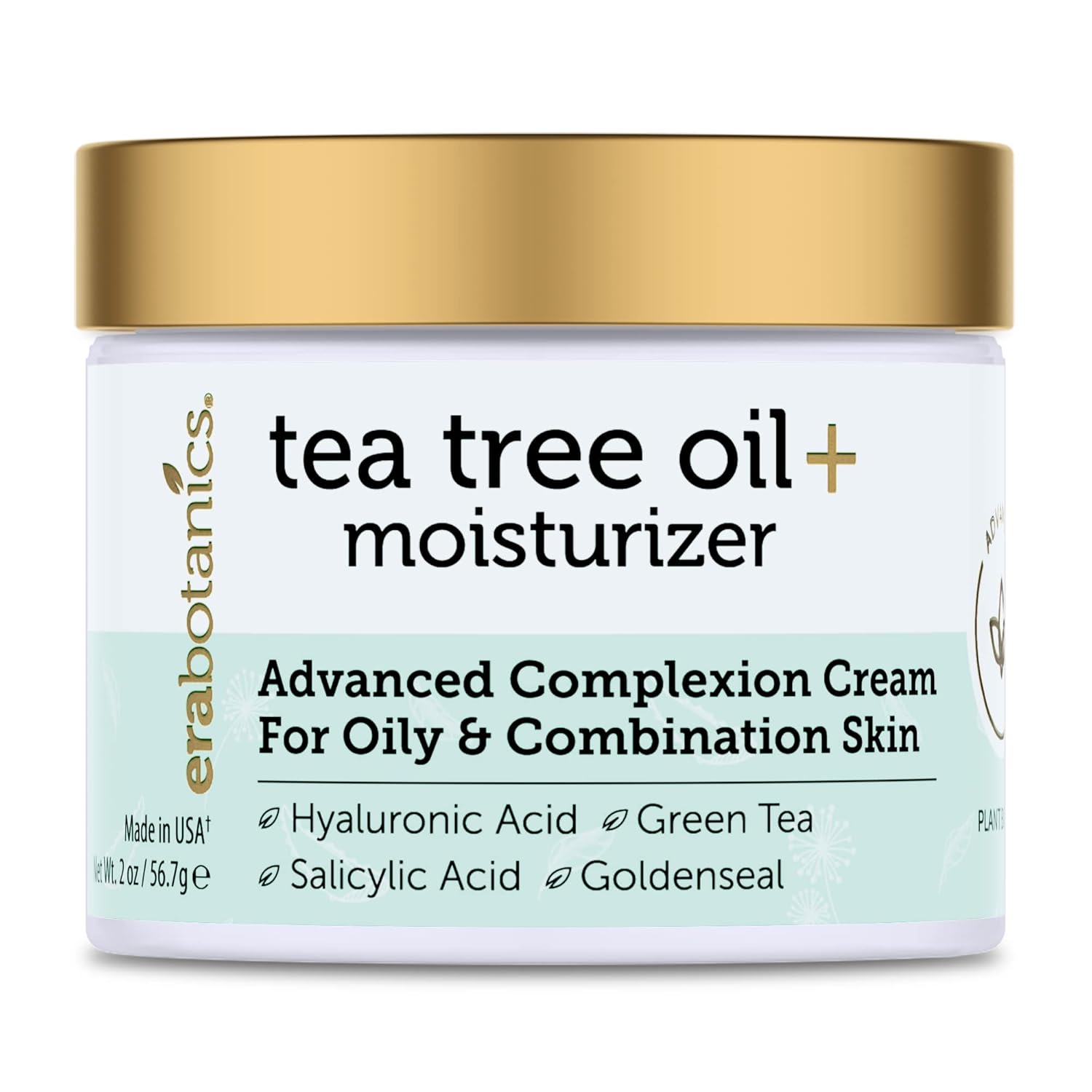 Era Organics Tea Tree Cream Face Moisturizer For Oily Skin - Advanced 7X Balancing Oily Skin Moisturizer - Non-Greasy Moisturizer - Tea Tree Oil For Skin