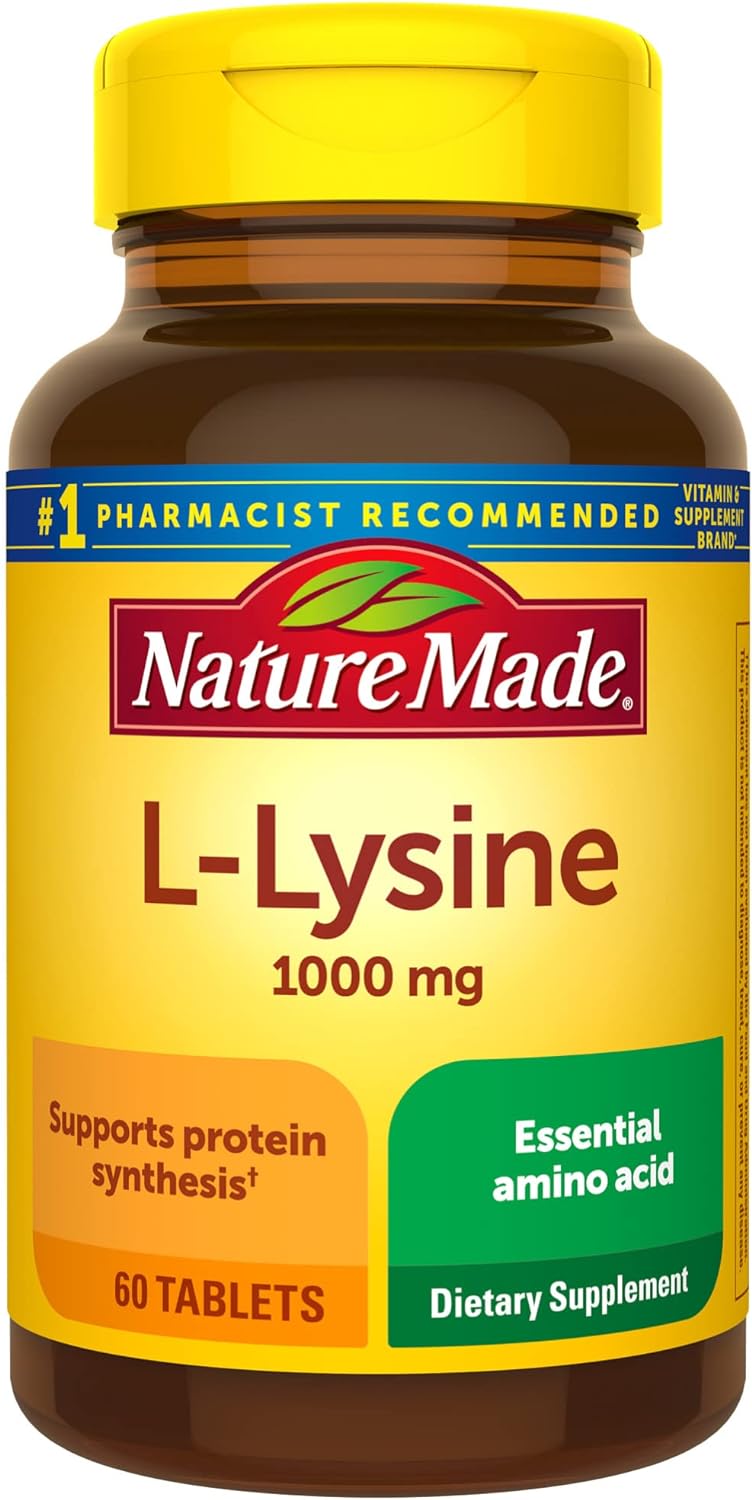 Nature Made Extra Strength L-Lysine 1000 Mg Tablets, 60 Count For Protein Synthesis