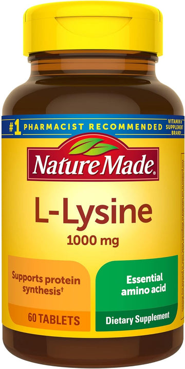 Nature Made Extra Strength L-Lysine 1000 Mg Tablets, 60 Count For Protein Synthesis