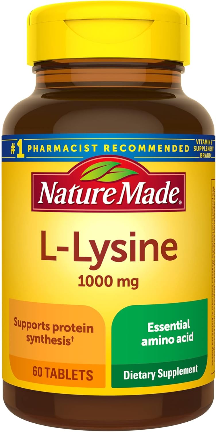 Nature Made L-Lysine 1000 Mg, Dietary Supplement, 60 Tablets, 60 Day Supply