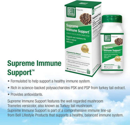 Bell Supreme Immune Support? Mushroom Supplement Unique Blend with Turkey Tails Mushroom -A Natural Supplement for Immune Support, Unique Blend | 90 Capsules