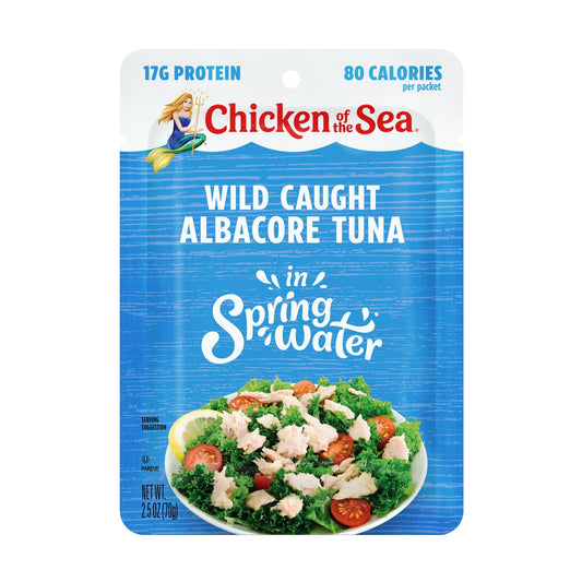 Chicken of the Sea Albacore Tuna in Water Packet, Wild Caught, 2.5-Ounce Packets (Pack of 12)