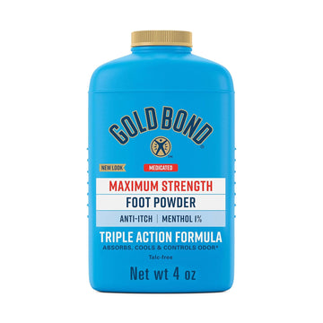 Gold Bond Medicated Talc-Free Foot Powder 4 Oz., Maximum Strength Odor Control & Itch Relief