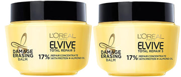 L'Oreal Paris Hair Care Elvive Total Repair 5 Damage Erasing Balm, Conditioning Hair Mask For Damaged Hair, With Almond And Protein, 8.5 Fl; Oz, (Pack Of 2)