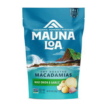 Mauna Loa Premium Hawaiian Roasted Macadamia Nuts, Maui Onion Garlic Flavor, Multi, 8 Ounce