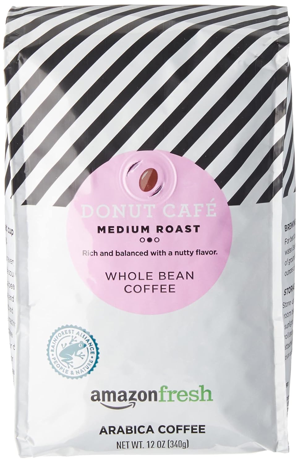 Amazonfresh Donut Cafe Whole Bean Coffee, Medium Roast, 12 Ounce (Pack Of 3)
