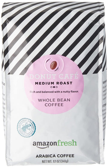 Amazonfresh Donut Cafe Whole Bean Coffee, Medium Roast, 12 Ounce (Pack Of 3)