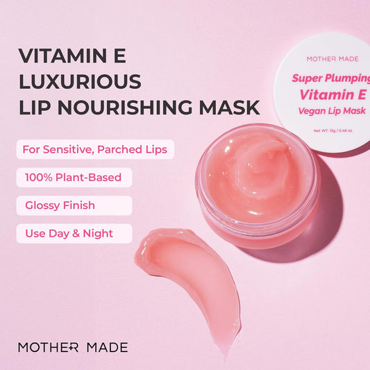 Lip Care Balm Plumping Vitamin E Vegan Lip Sleeping Mask 2Ea, With Organic Shea Butter, Natural Oils, Vegan Collagen, For Dry Chapped Lips, Stocking Stuffers, Korean Skin Care