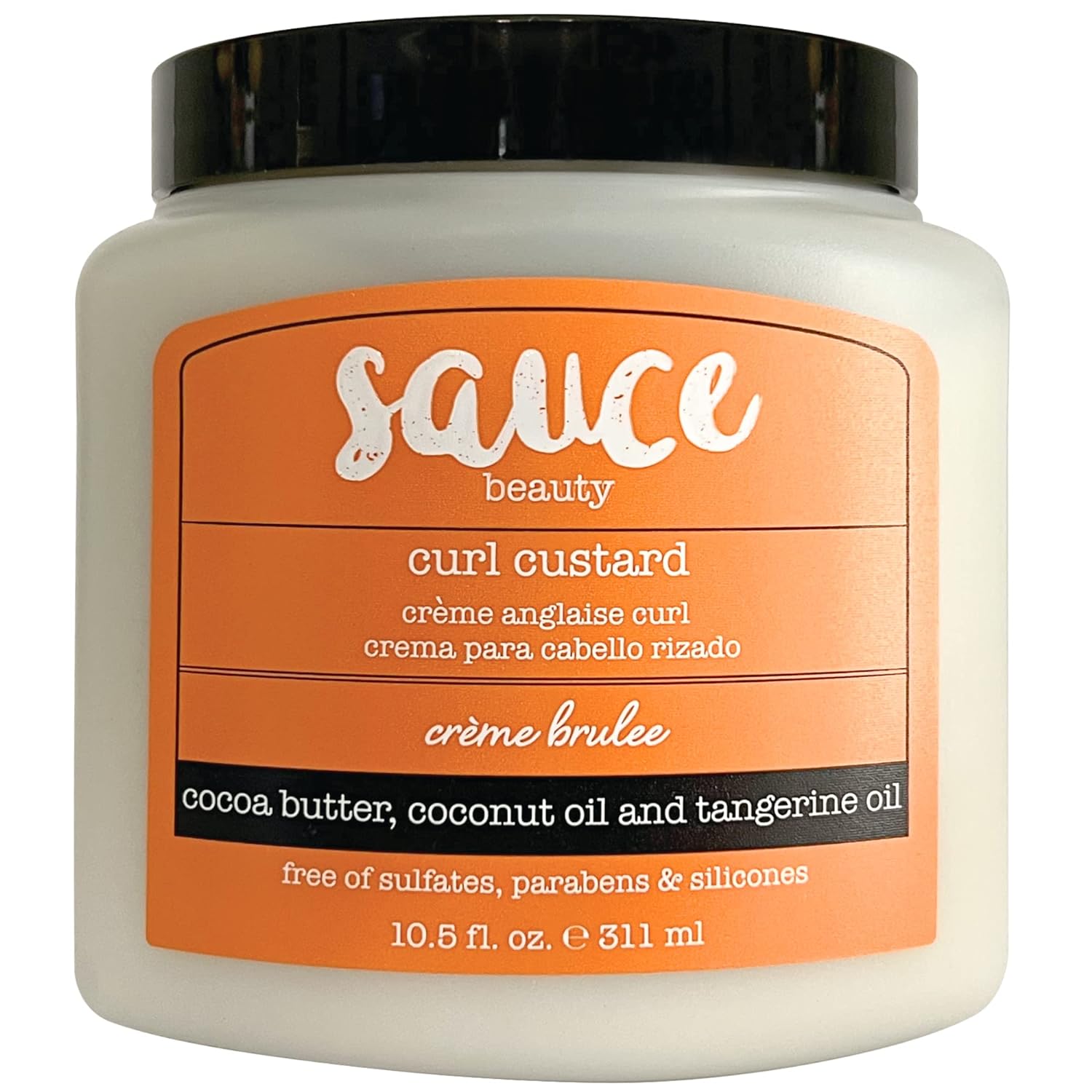 SAUCE BEAUTY Crème Brulee Curling Custard - Curl-Defining Cream for Wavy-Coily Hair - 10.5 Fl Oz Curl Enhancer w/Cocoa Butter, Coconut Oil & Tangerine Oil (Crème Brulee)