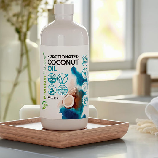 Premium Nature Fractionated Coconut Oil Massage Oil Carrier Oil For Essential Oils Mixing Dry Skin Moisturizer Fractionated Coconut Oil For Essential Oils For Skin Coconut Massage Oil 32 Oz