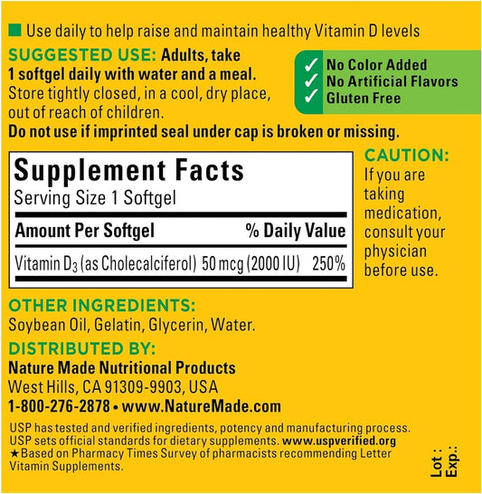 Nature Made Vitamin D3 2000 Iu Liquid Softgels 90 Ea (Pack Of 3)
