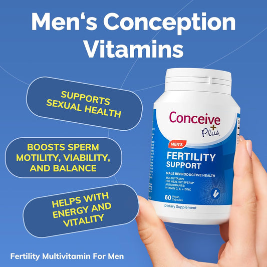 Conceive Plus Men'S Fertility Support | Male Fertility Supplement For Healthy Sperm, Daily Multivitamin For Men With Vitamin C, Vitamin E, Selenium, Zinc, 30 Days