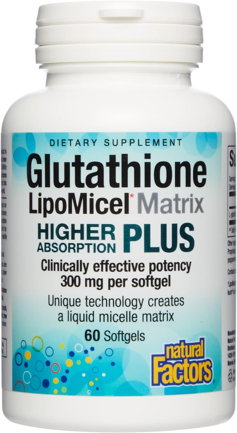 Natural Factors, Glutathione Lipomicel Matrix, 300 Mg, Offers Higher Absorption & Powerful Antioxidant Support, 60