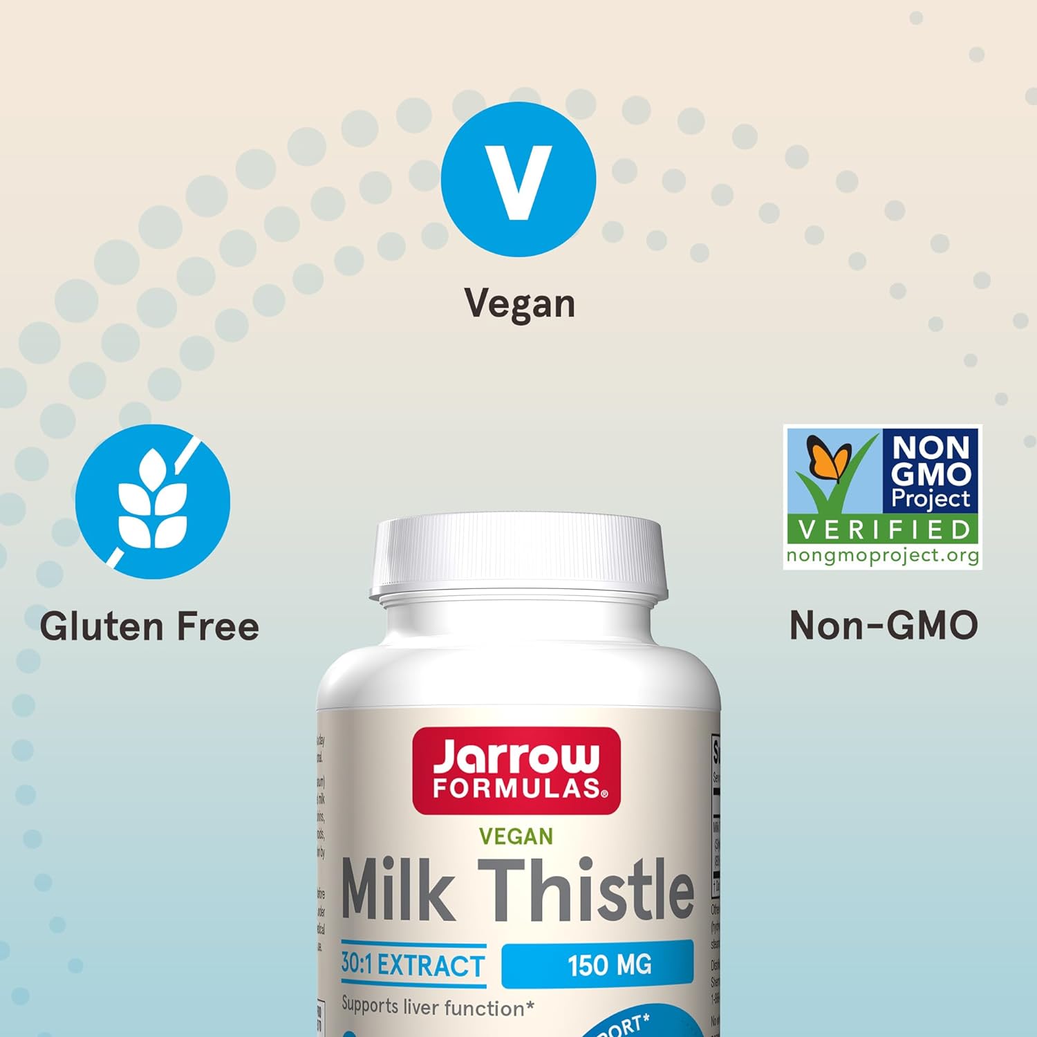 Jarrow Formulas Milk Thistle 150 mg With 30:1 Standardized Silymarin Extract, Dietary Supplement for Liver Function Support, 200 Veggie Capsules, 66-200 Day Supply : Health & Household